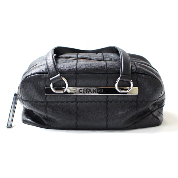Chanel Chocolate Bar Stitch Shoulder Bag Black Mini Boston - Picture 1 of 9